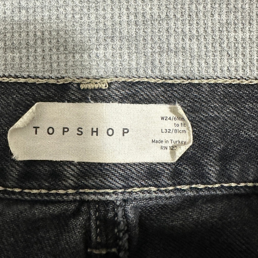Topshop Balloon Boyfriend Jeans Washed Black W24 L24.5 High Rise Cropped Tapered - Picture 9 of 15